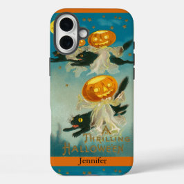 Personalisierte Vintage-Katzen Halloween-Handyhüll iPhone 16 Plus Hülle