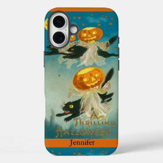Personalisierte Vintage-Katzen Halloween-Handyhüll iPhone 16 Plus Hülle