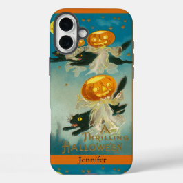 Personalisierte Vintage-Katzen Halloween-Handyhüll iPhone 16 Plus Hülle