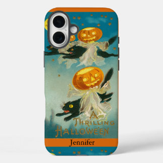 Personalisierte Vintage-Katzen Halloween-Handyhüll iPhone 16 Plus Hülle