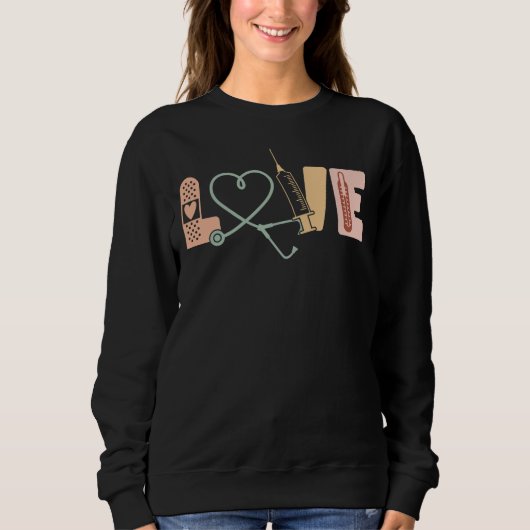Personalisierte Vintage Krankenversorgung Liebe Sweatshirt (Vorderseite)