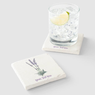 Personalisierte Vintage Lavendel-Blume Steinuntersetzer