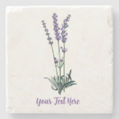 Personalisierte Vintage Lavendel-Blume Steinuntersetzer (Vorderseite)