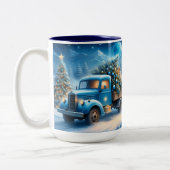 Personalisierte Vintage Lkw Weihnachten Tasse, Ret Zweifarbige Tasse (Links)