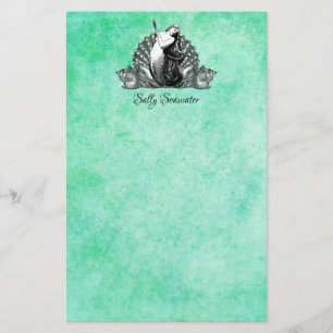 Personalisierte Vintage Meerjungfrau mit Seashells Briefpapier