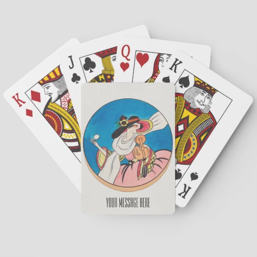 Personalisierte Vintage Mode Blau und Rosa Spielkarten (Rückseite)