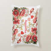 Personalisierte Vintage Mohn und Herz Dekokissen (Rückseite(Vertikal))