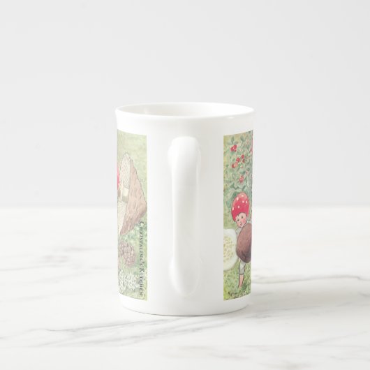 Personalisierte Vintage Mushroom Fairies Tasse (Rückseite)