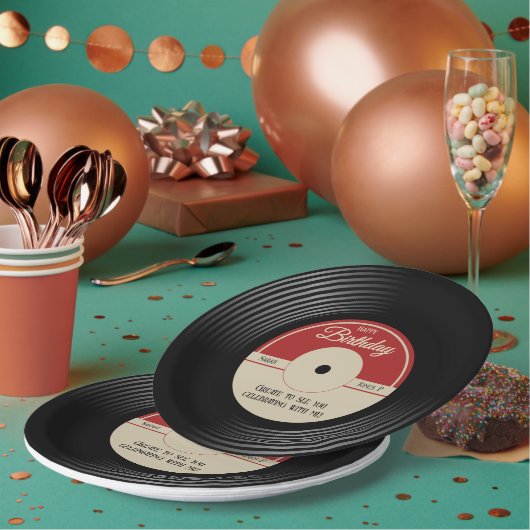 Personalisierte Vintage Musik Thema Party Dekorati Pappteller (Multi)