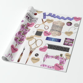 Personalisierte Vintage Nähvielschichtigkeit Geschenkpapier