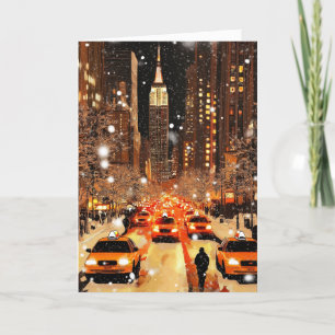 Personalisierte Vintage New York NYC Weihnachtskar Feiertagskarte