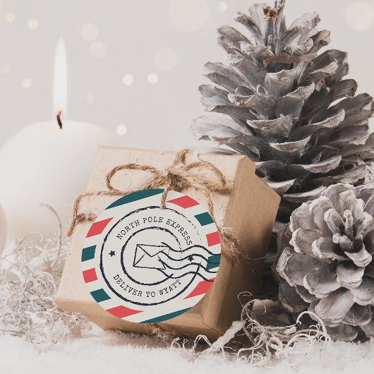 Personalisierte Vintage Nordpol-Express-Geschenkta Geschenkanhänger