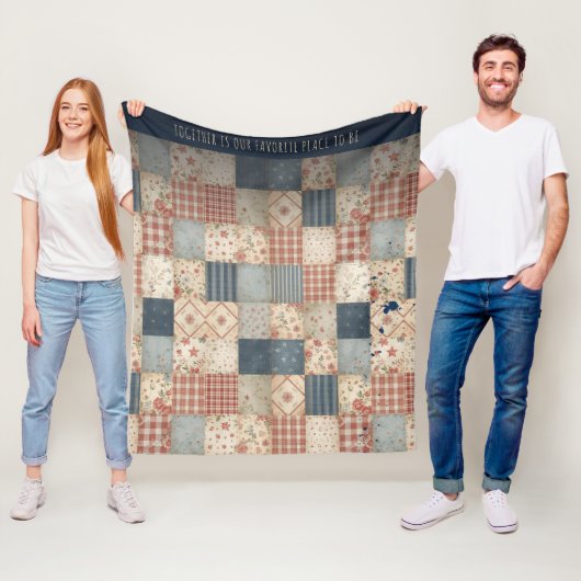 Personalisierte Vintage-Patchwork-Zusammengehörigk Fleecedecke (Beispiel)