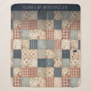Personalisierte Vintage-Patchwork-Zusammengehörigk Sherpadecke