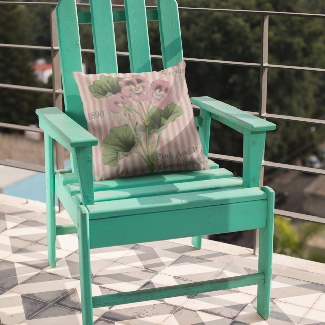 Personalisierte Vintage Pink-Weiße Geranie-Blume Kissen (Von Creator hochgeladen)