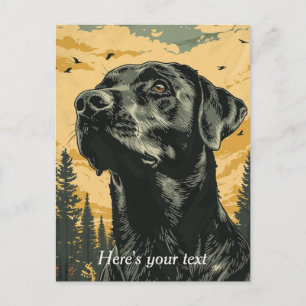 Personalisierte Vintage-Poster des schwarzen Labra Postkarte
