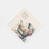 Personalisierte Vintage Pram Babydusche Serviette (Ecke)