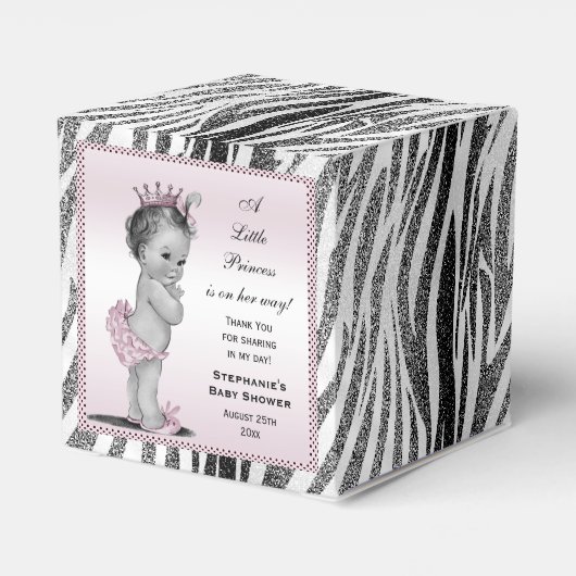 Personalisierte Vintage Princess Baby Dusche Zebra Geschenkschachtel (Rückseite)