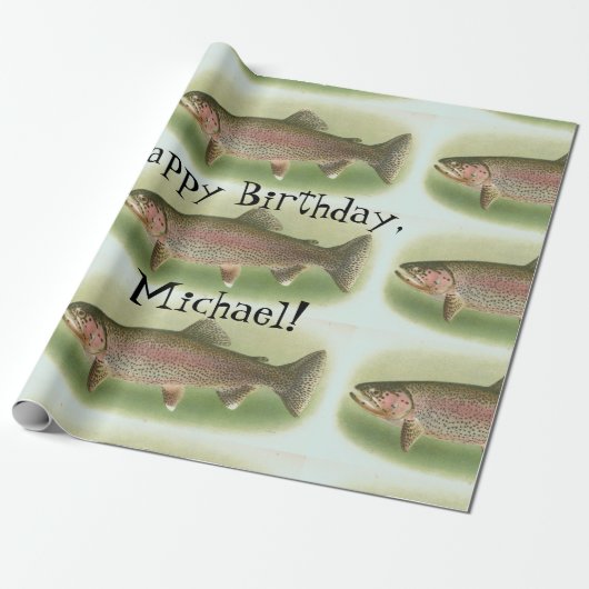 Personalisierte Vintage Regenbogenforelle Geschenkpapier (Ungerollt)
