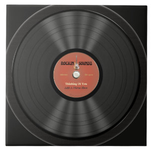 Personalisierte Vintage-Rock-Schallplatte Fliese
