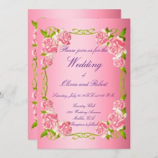 Personalisierte Vintage romantische Rose Einladung