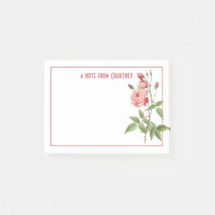 Personalisierte Vintage-Rosa-Rosen-Rossknospen Post-it Klebezettel