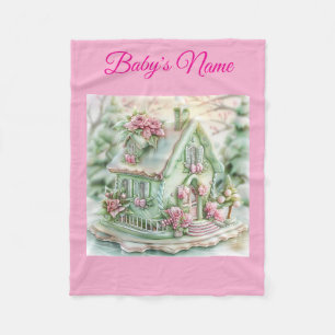 Personalisierte Vintage-Rosa-Weihnachts-Babydcke Fleecedecke