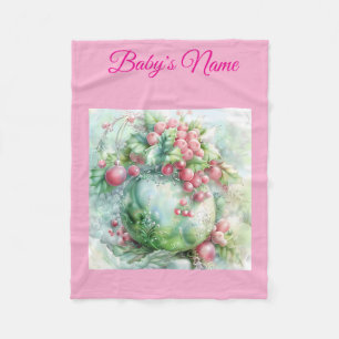 Personalisierte Vintage-Rosa-Weihnachts-Babydcke  Fleecedecke