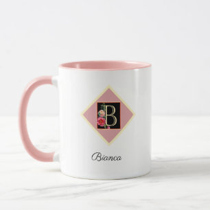 Personalisierte Vintage Rose "B" Tasse