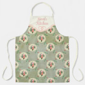 Personalisierte Vintage Rose Doily Smoky Green Dam Schürze (Vorderseite)