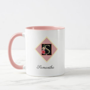 Personalisierte Vintage Rose "S" Tasse