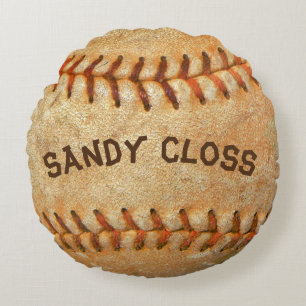 Personalisierte Vintage Rot-Naht Rundes Kissen