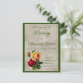 Personalisierte Vintage Rot- und Gelbrosen Postkarte (Stehend Vorderseite)