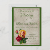 Personalisierte Vintage Rot- und Gelbrosen Postkarte (Vorne/Hinten)