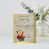 Personalisierte Vintage Rot- und Gelbrosen Postkarte (Stehend Vorderseite)