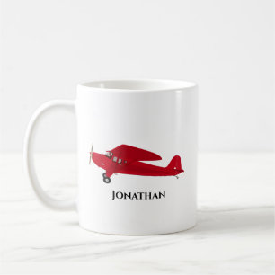 Personalisierte Vintage rote Flugzeug Kaffeetassen