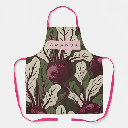 Personalisierte Vintage-Rote-Rüben-Garten-Kunst-De Schürze (Vorderseite)