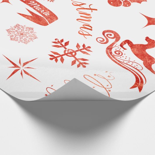 Personalisierte Vintage rotes u. weißes Geschenkpapier (Ecke)