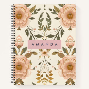 Personalisierte Vintage-Rouge-Blume Notizblock