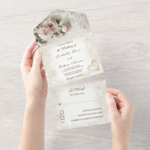 Personalisierte Vintage-RSVP-Postkarten-Einladung All In One Einladung
