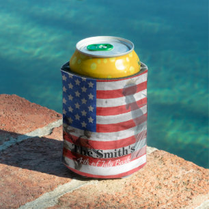Personalisierte Vintage-Rustic-Amerikanische-Flagg Dosenkühler