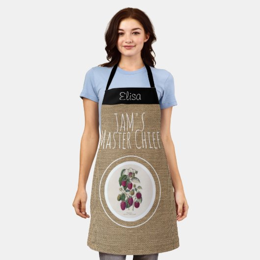 Personalisierte Vintage-Rustic-Himbeer-Marmeladen- Schürze (Getragen)