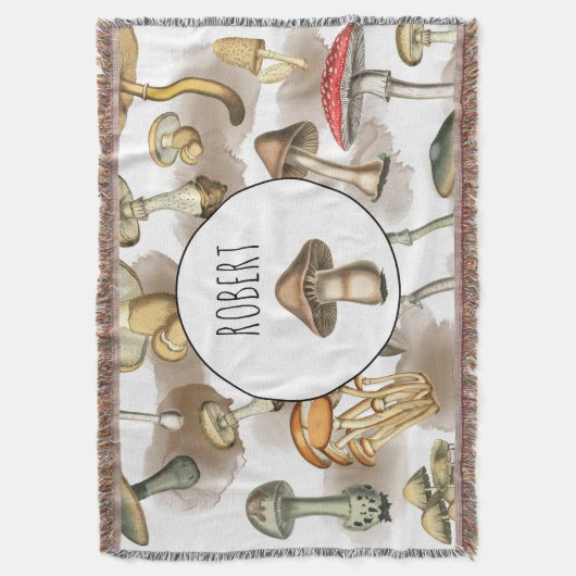 Personalisierte Vintage Rustikale Wald Pilze Decke (Vorderseite Vertikal)