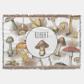 Personalisierte Vintage Rustikale Wald Pilze Decke (Vorderseite)