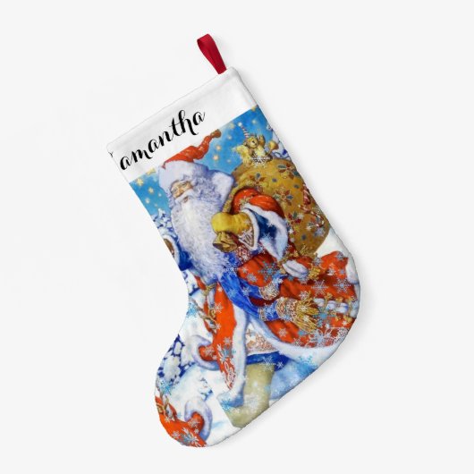 Personalisierte Vintage Santa-Klausel Kleiner Weihnachtsstrumpf (Rückseite (Hängend))