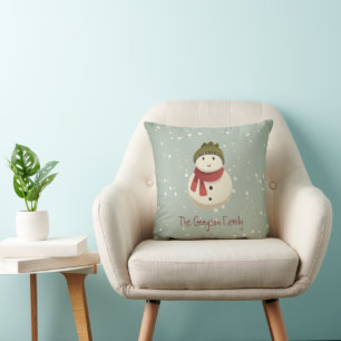 Personalisierte Vintage-Schneemann-Weihnachtsgrüße Kissen