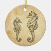 Personalisierte Vintage Seepferd Ocean Beach Keramik Ornament (Vorne)