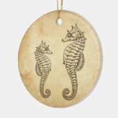 Personalisierte Vintage Seepferd Ocean Beach Keramik Ornament (Links)