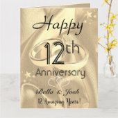 Personalisierte Vintage Seide-12. Karte (Gelbe Blume)