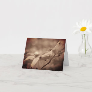Personalisierte Vintage-Sepia-Hartriegel-Blüten-No Karte